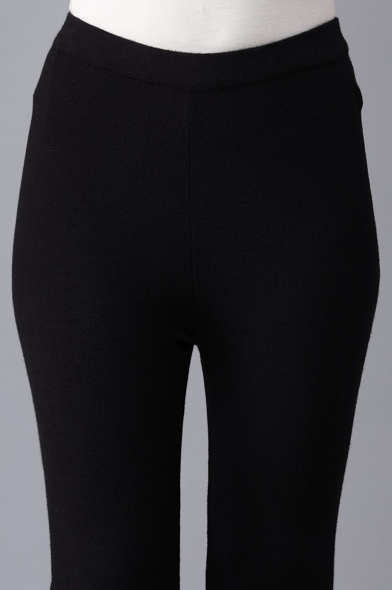 Black Knitted Slim Pants