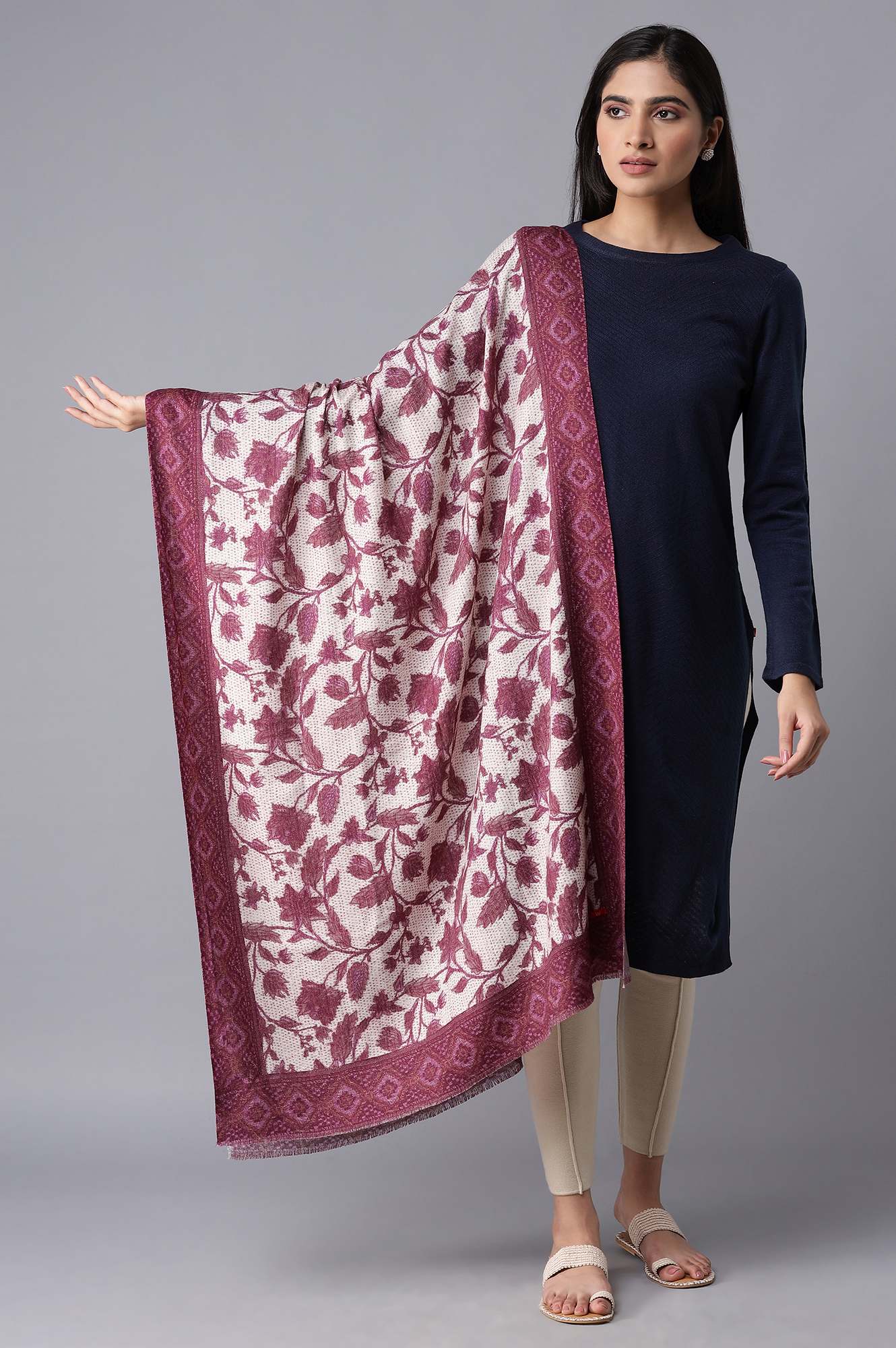 Purple Jacquard Shawl