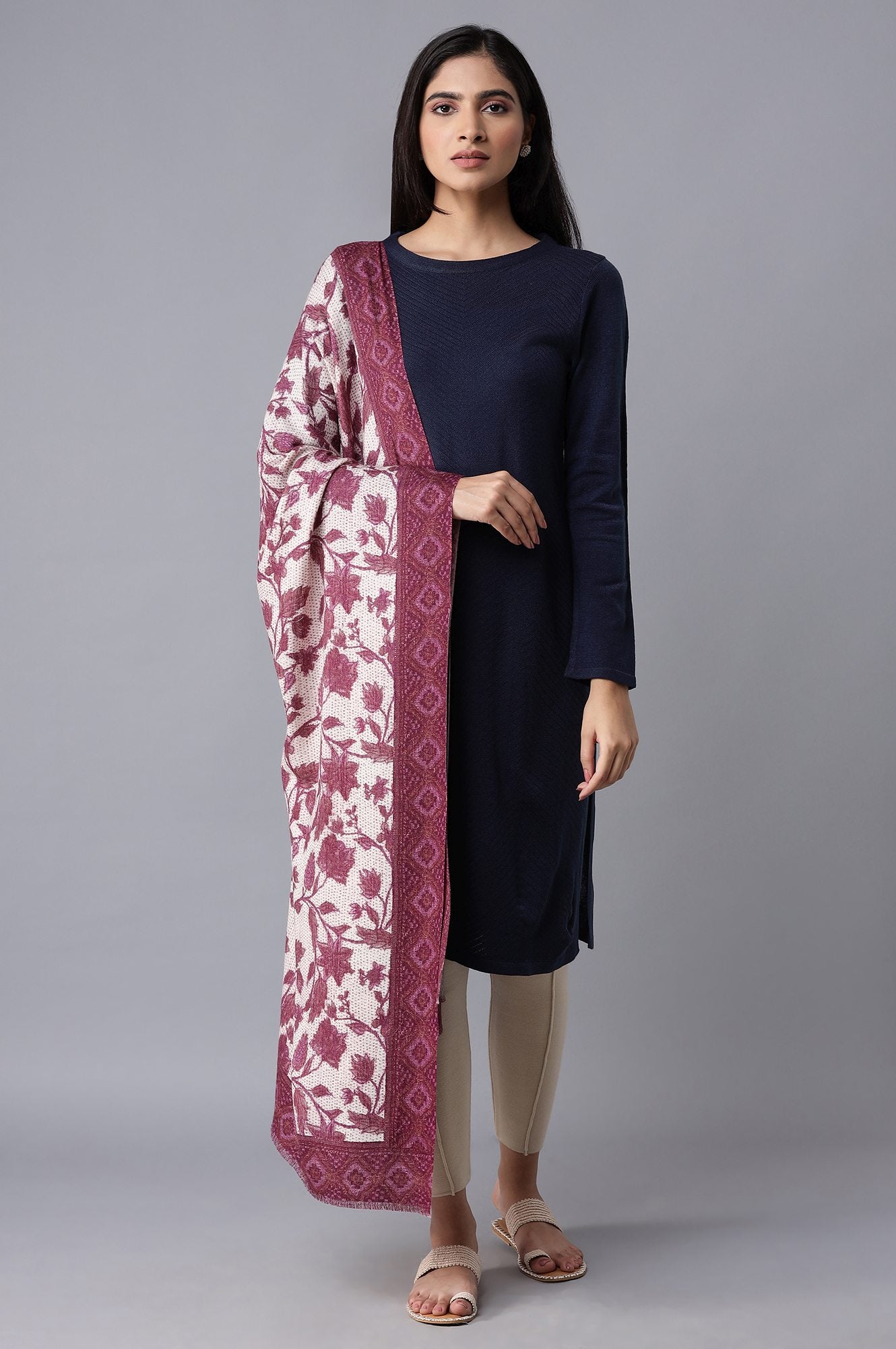 Purple Jacquard Shawl