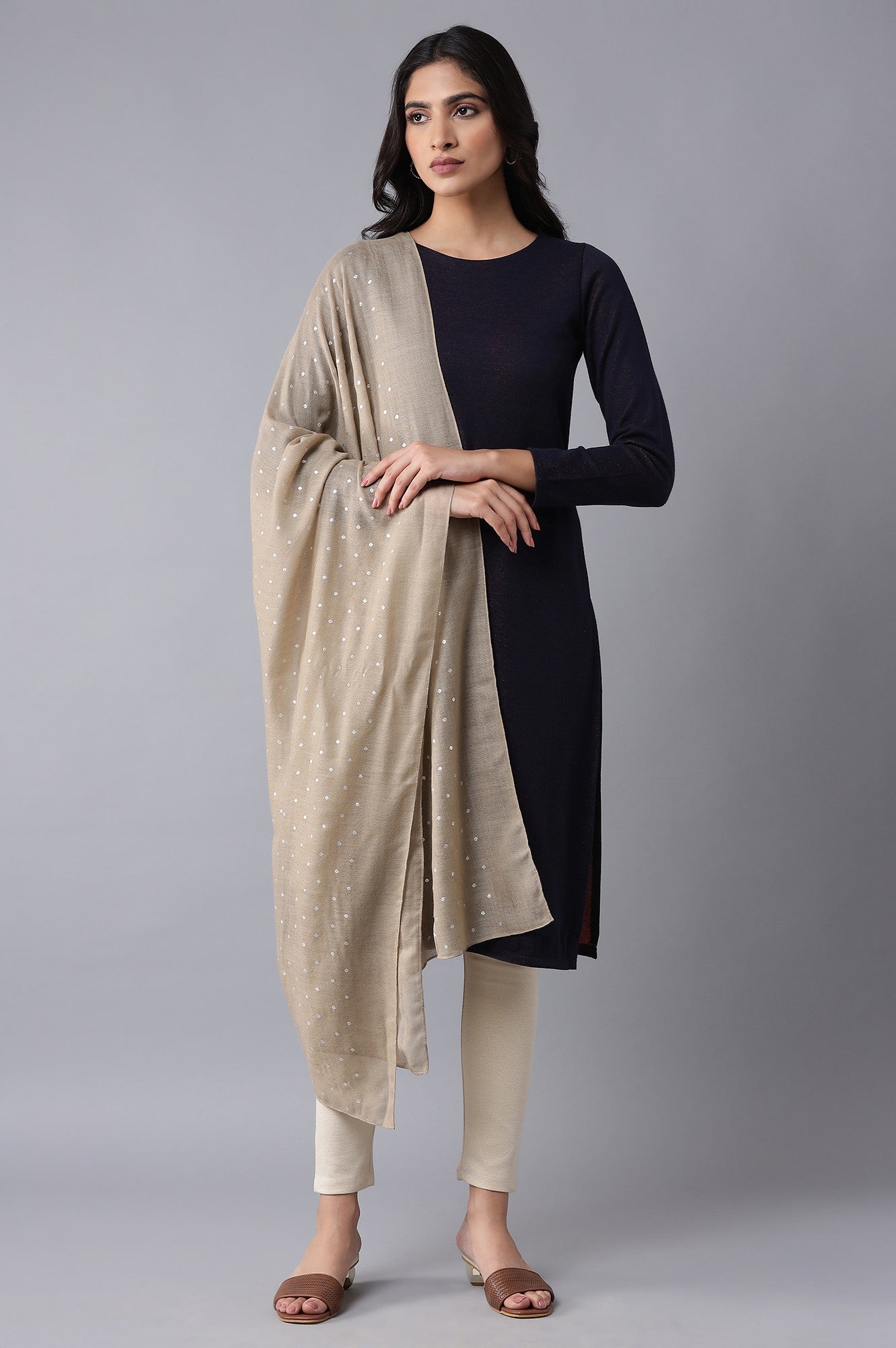 Light Brown Knitted Shawl