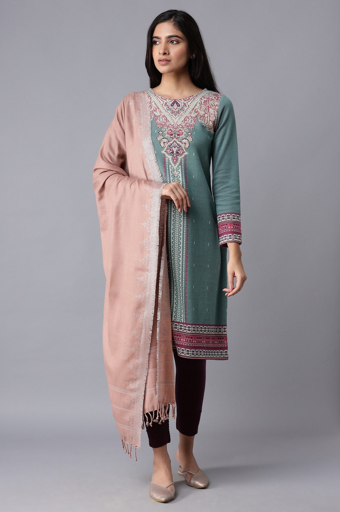 Light Pink Jacquard Shawl