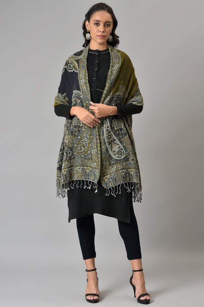 Deep Yellow Knitted Shawl