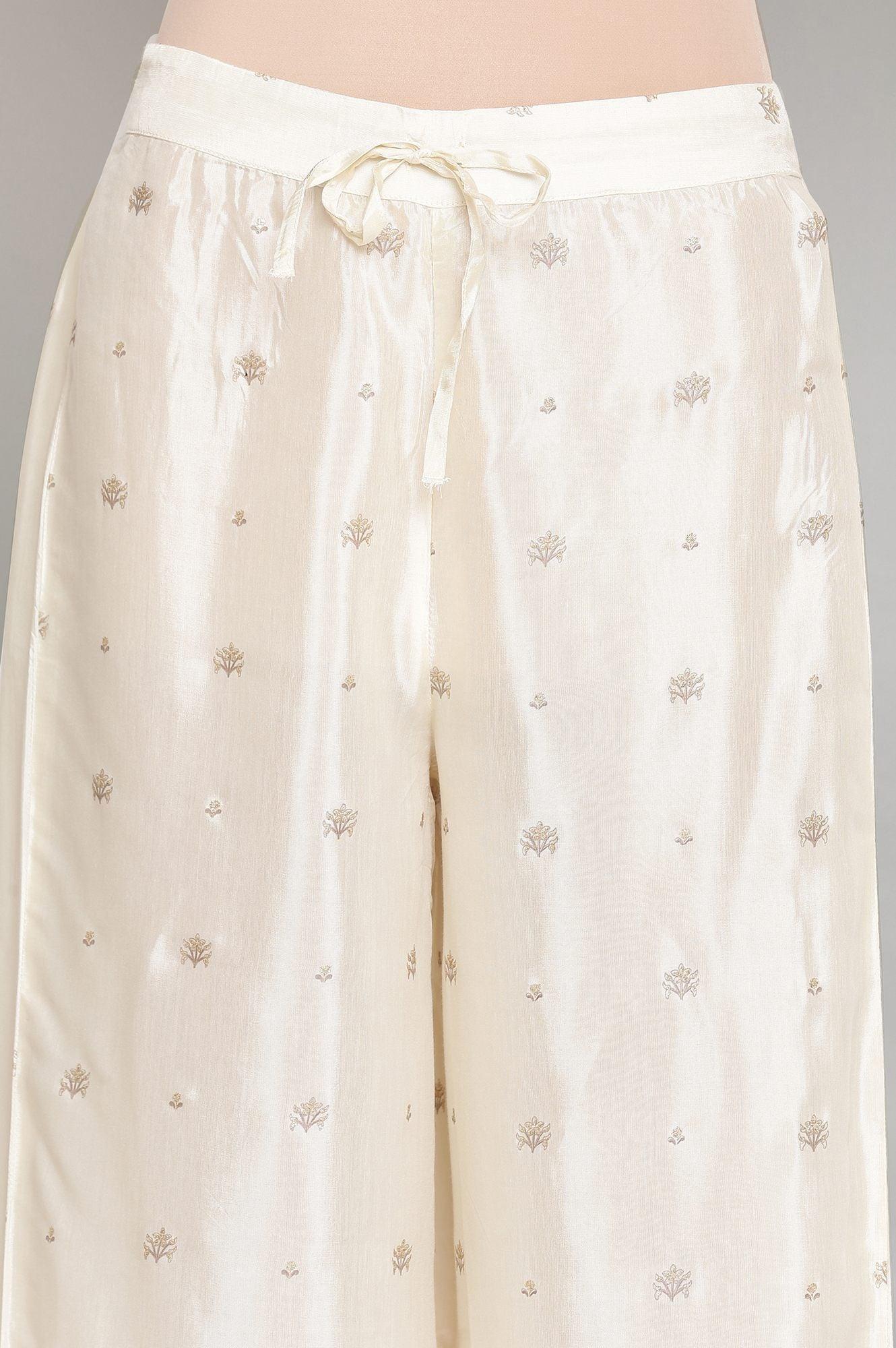 Green Embroidered kurta-Flared Pants Set - wforwoman