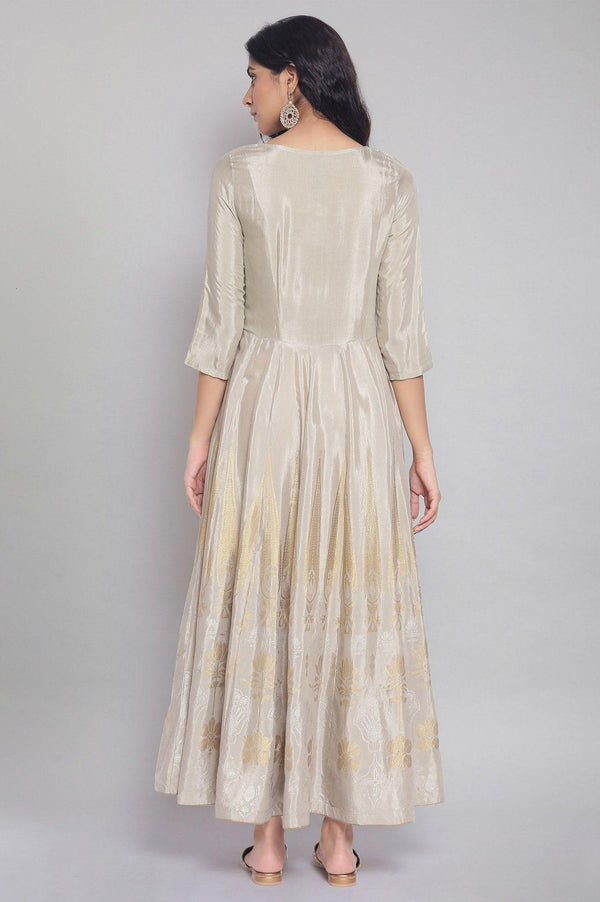 Light Grey Round Neck Panelled Dress