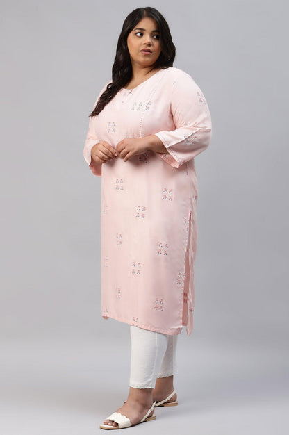 Blush Pink kurta With Embroidery - wforwoman