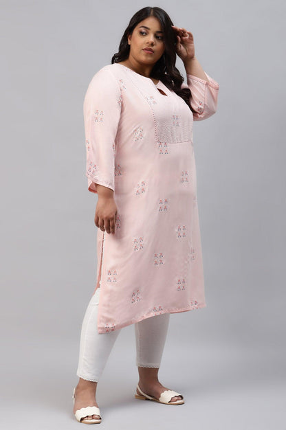 Blush Pink kurta With Embroidery - wforwoman