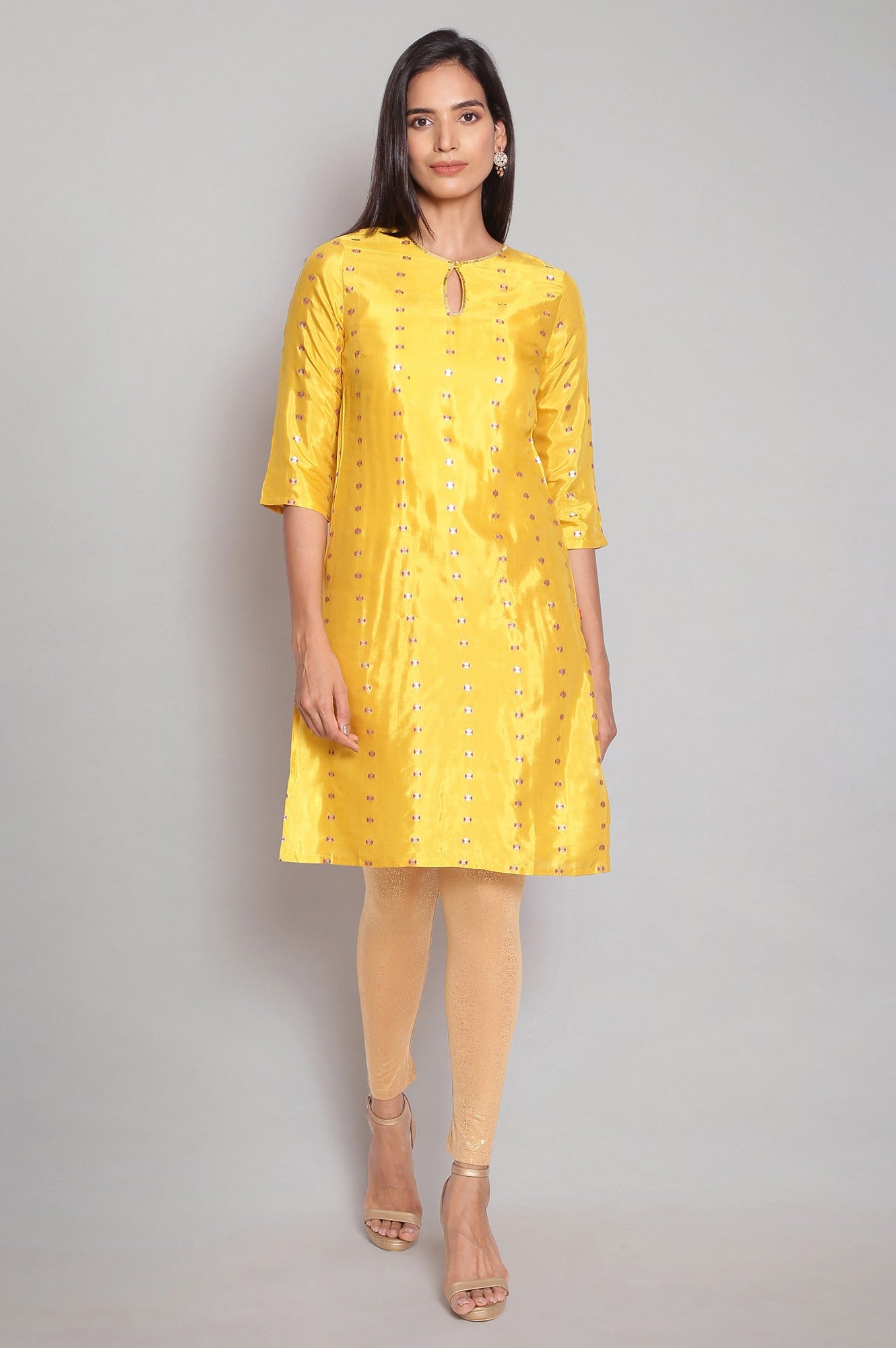 Yellow Printed Festive kurta