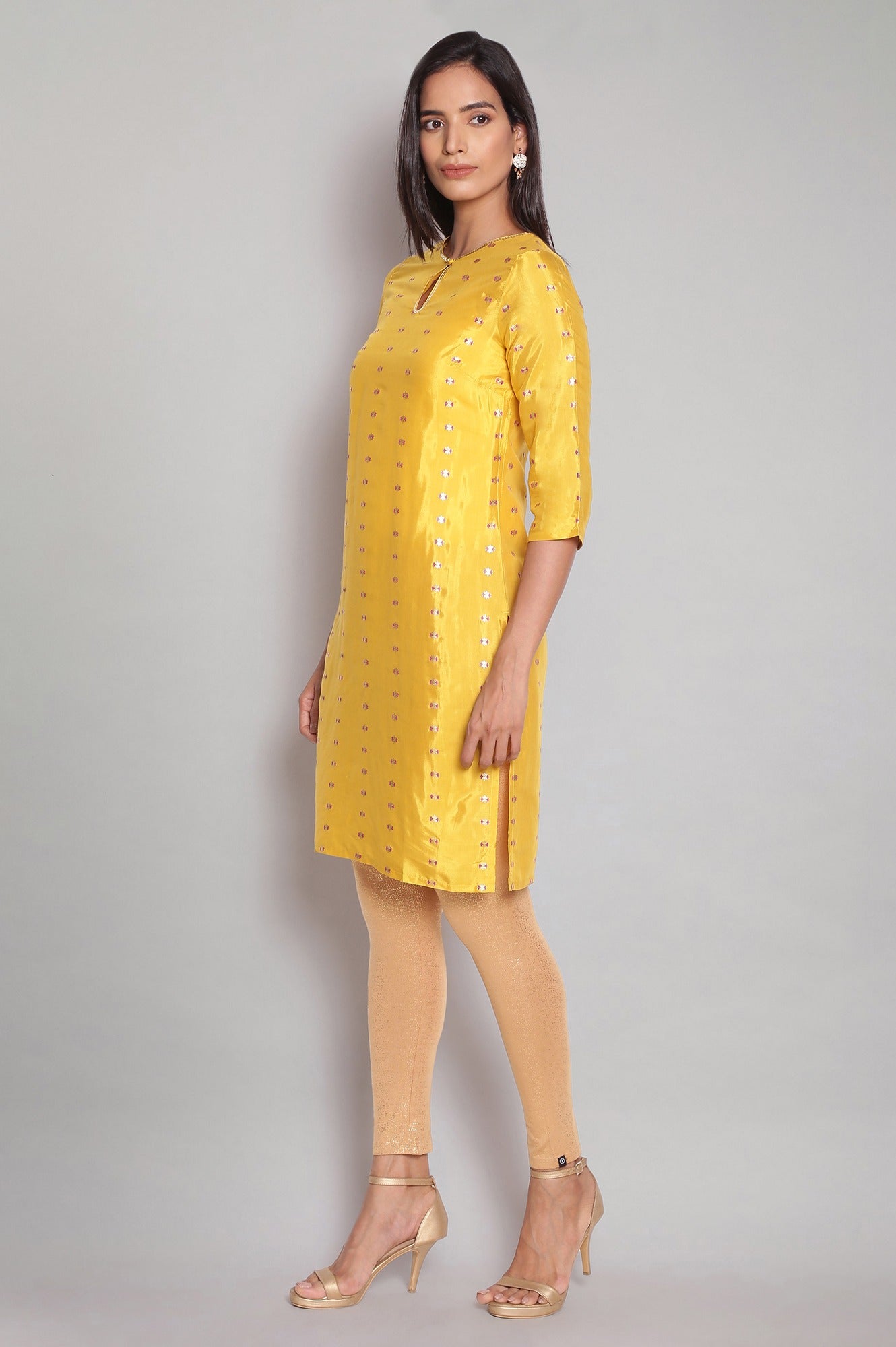 Yellow Printed Festive kurta