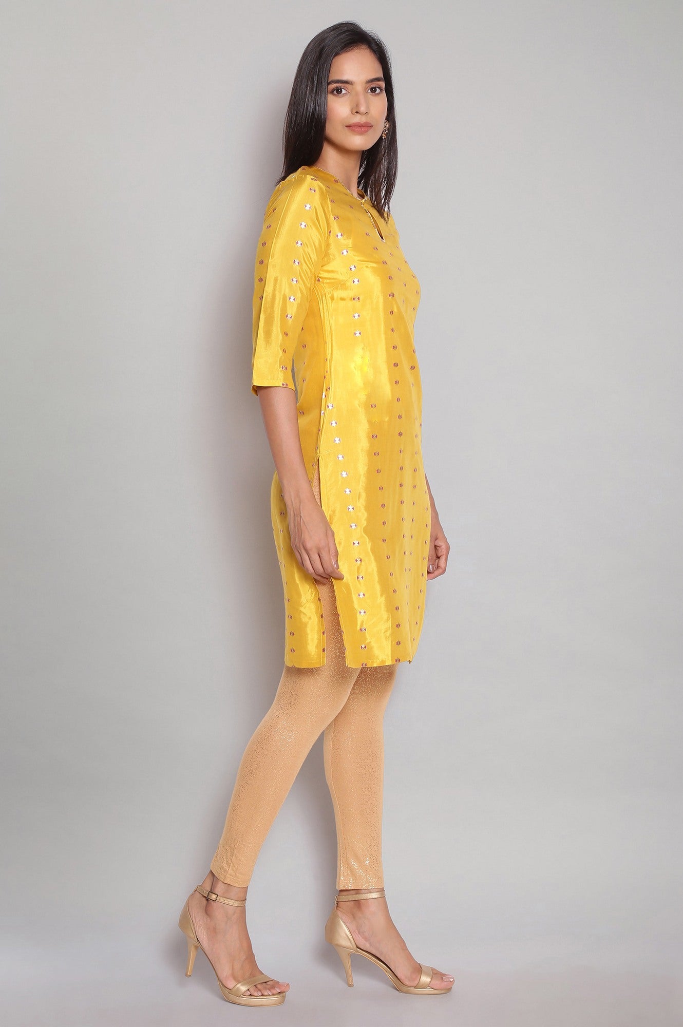 Yellow Printed Festive kurta
