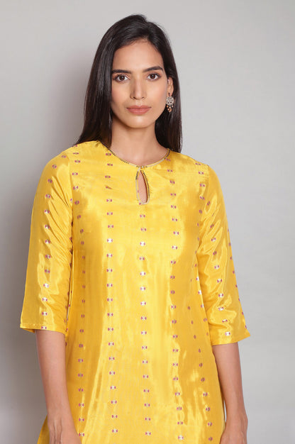 Yellow Printed Festive kurta