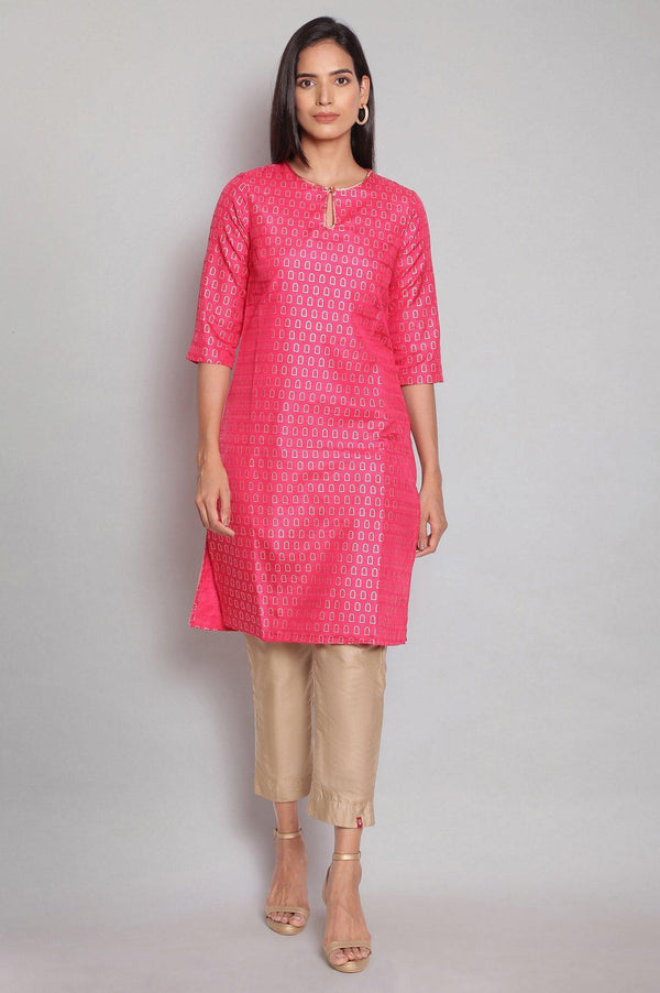 Maroon Round Neck Aztec Print kurta