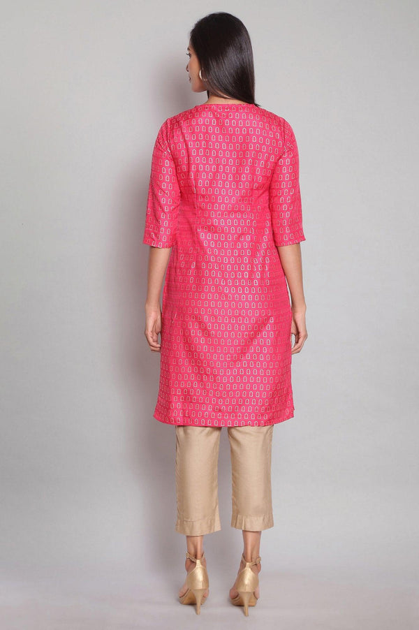 Maroon Round Neck Aztec Print kurta