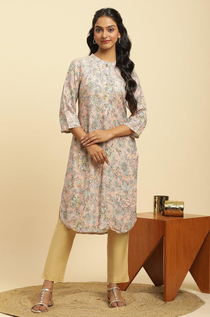 Soft Multicoloured Floral Print A-Line Kurta - wforwoman