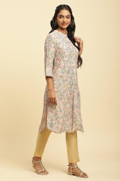Soft Multicoloured Floral Print A-Line Kurta - wforwoman