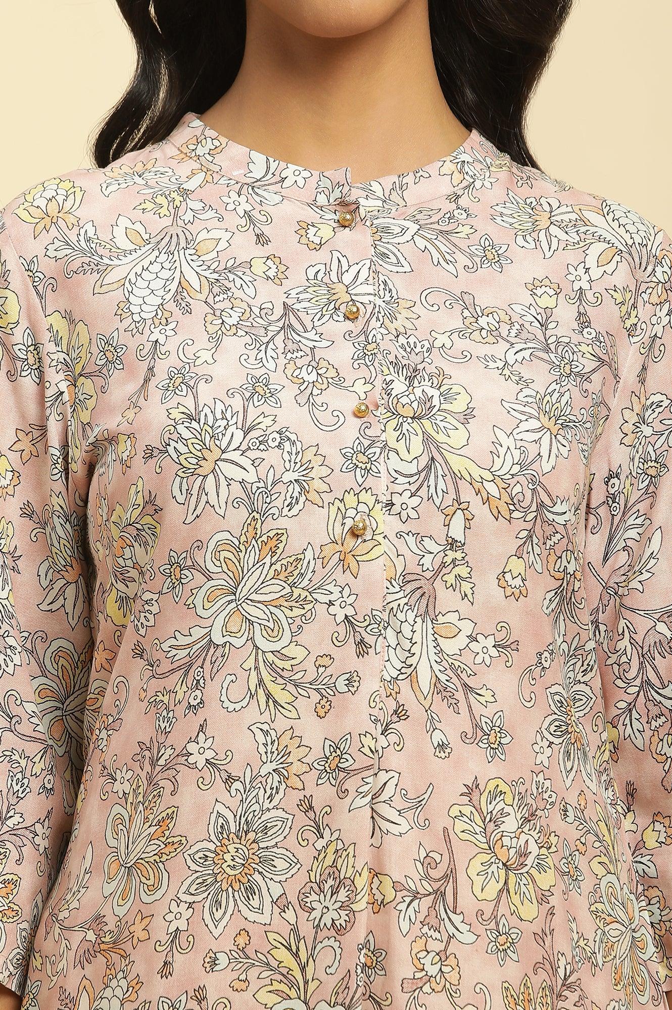 Soft Multicoloured Floral Print A-Line Kurta - wforwoman