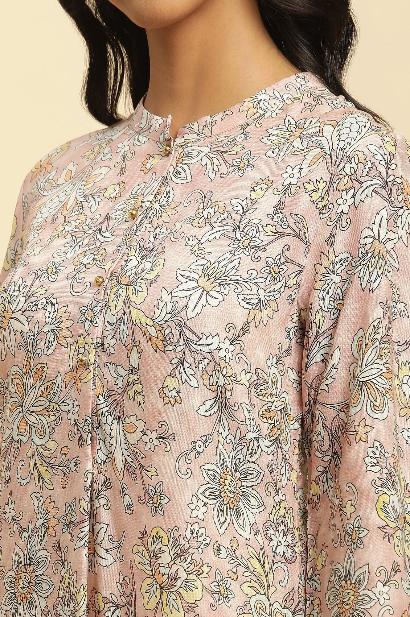 Soft Multicoloured Floral Print A-Line Kurta - wforwoman