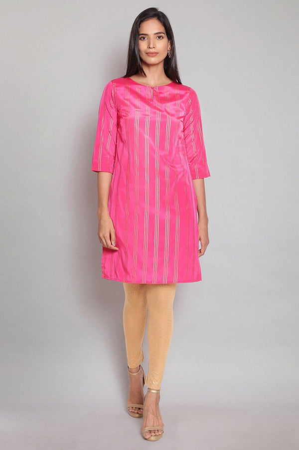 Fuchsia Pink Striped Straight kurta