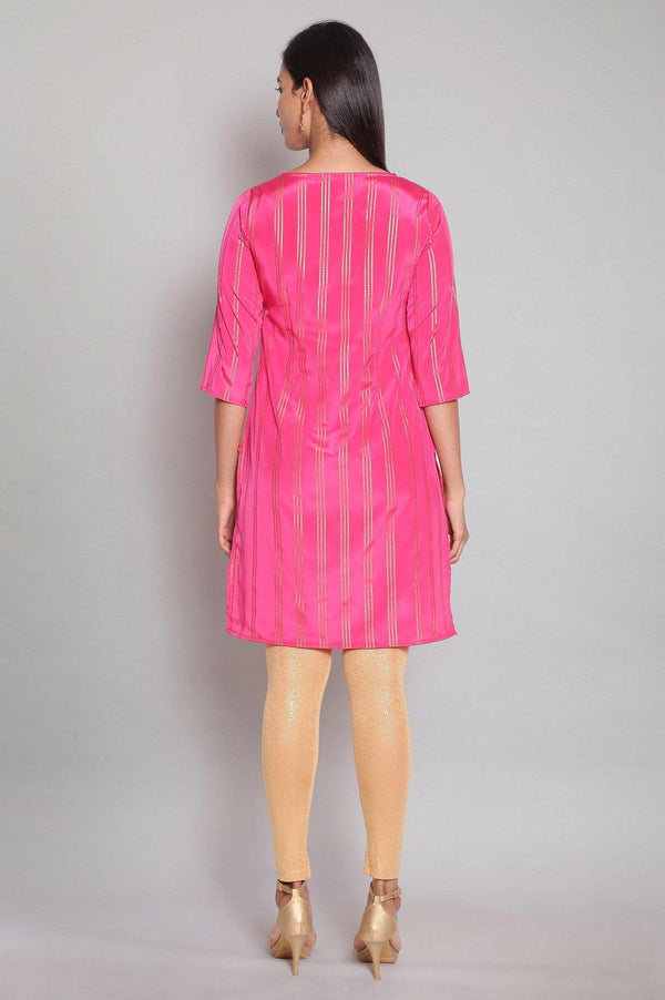 Fuchsia Pink Striped Straight kurta