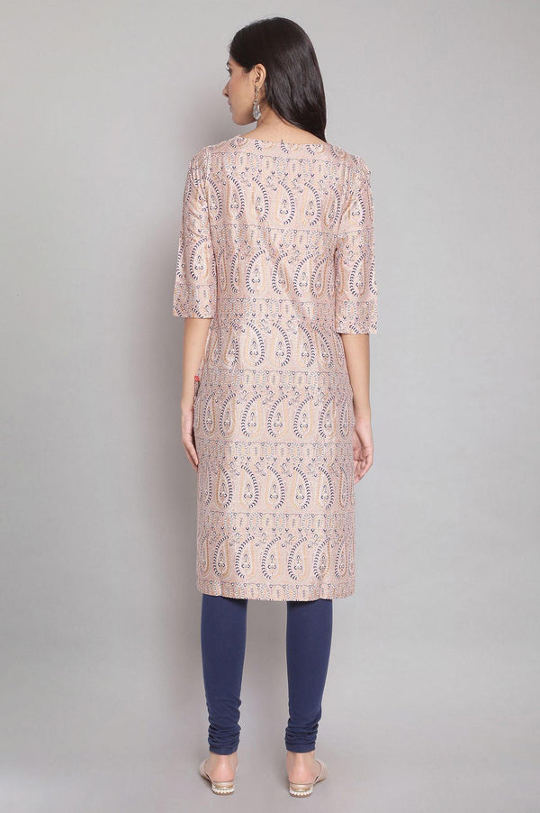 Light Pink Floral Print Straight kurta