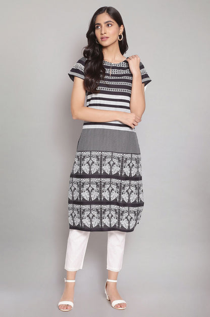 Black Striped Straight kurta