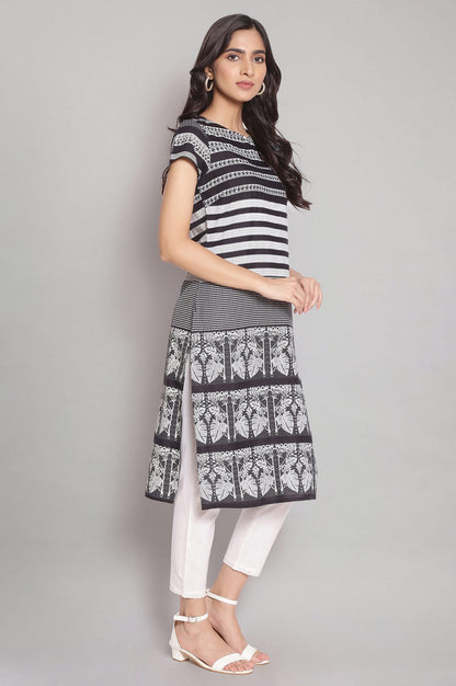 Black Striped Straight kurta