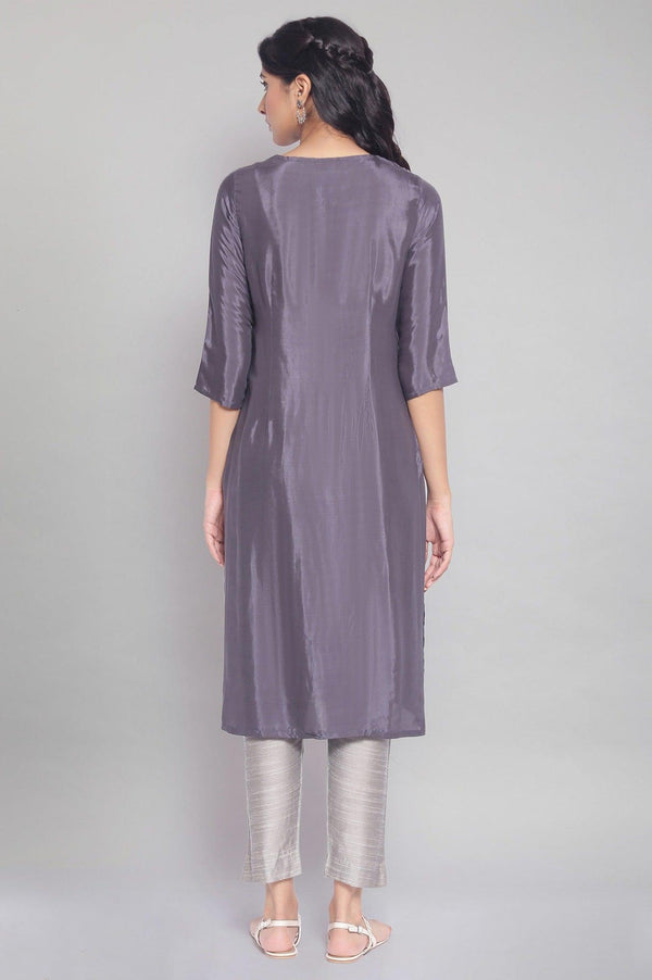 Grey Festive Solid Straight kurta