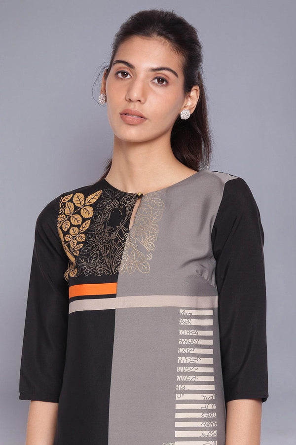Black And Grey Geometric Print kurta
