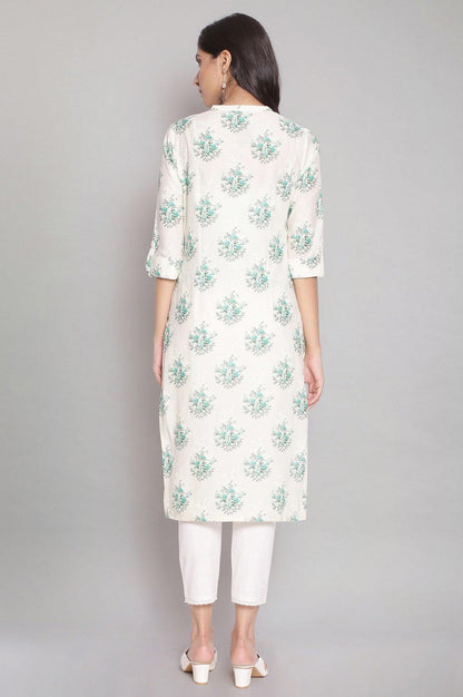 Ecru All-Over Floral Print kurta - wforwoman