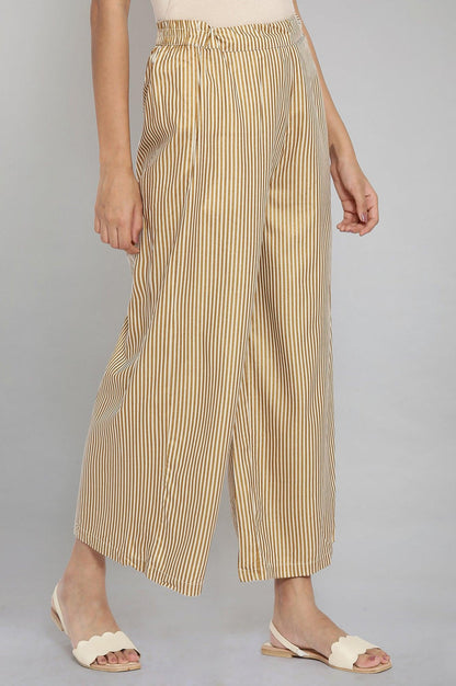 Brown Stripe Printed Parallel Pants - wforwoman