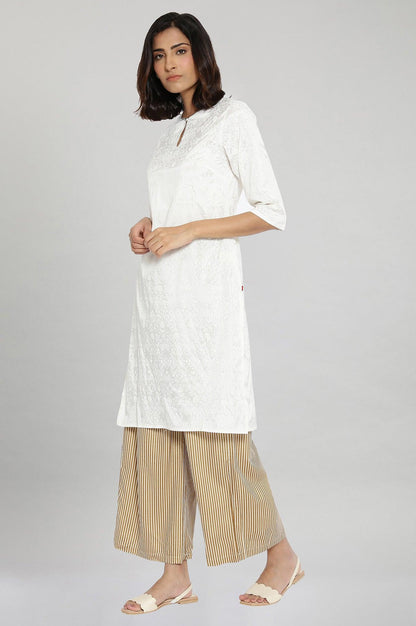 Brown Stripe Printed Parallel Pants - wforwoman