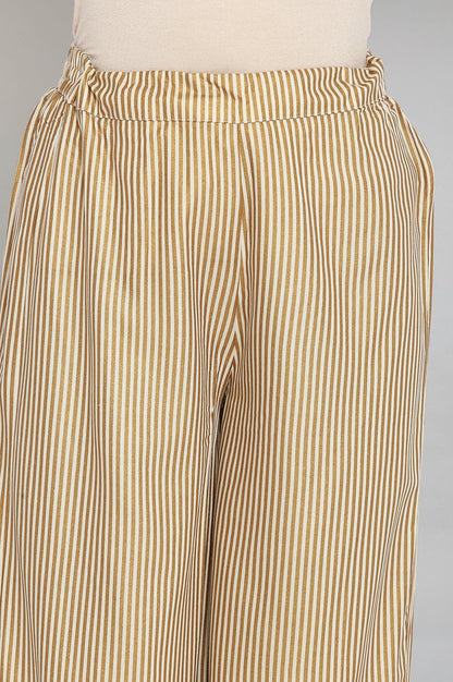 Brown Stripe Printed Parallel Pants - wforwoman