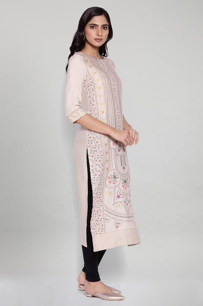 Beige Floral Print kurta - wforwoman
