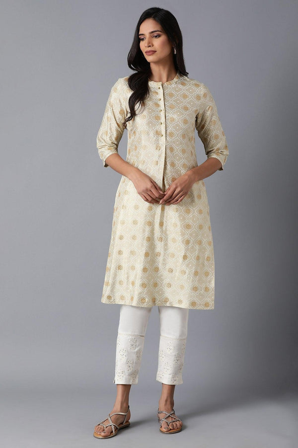 Beige Print kurta