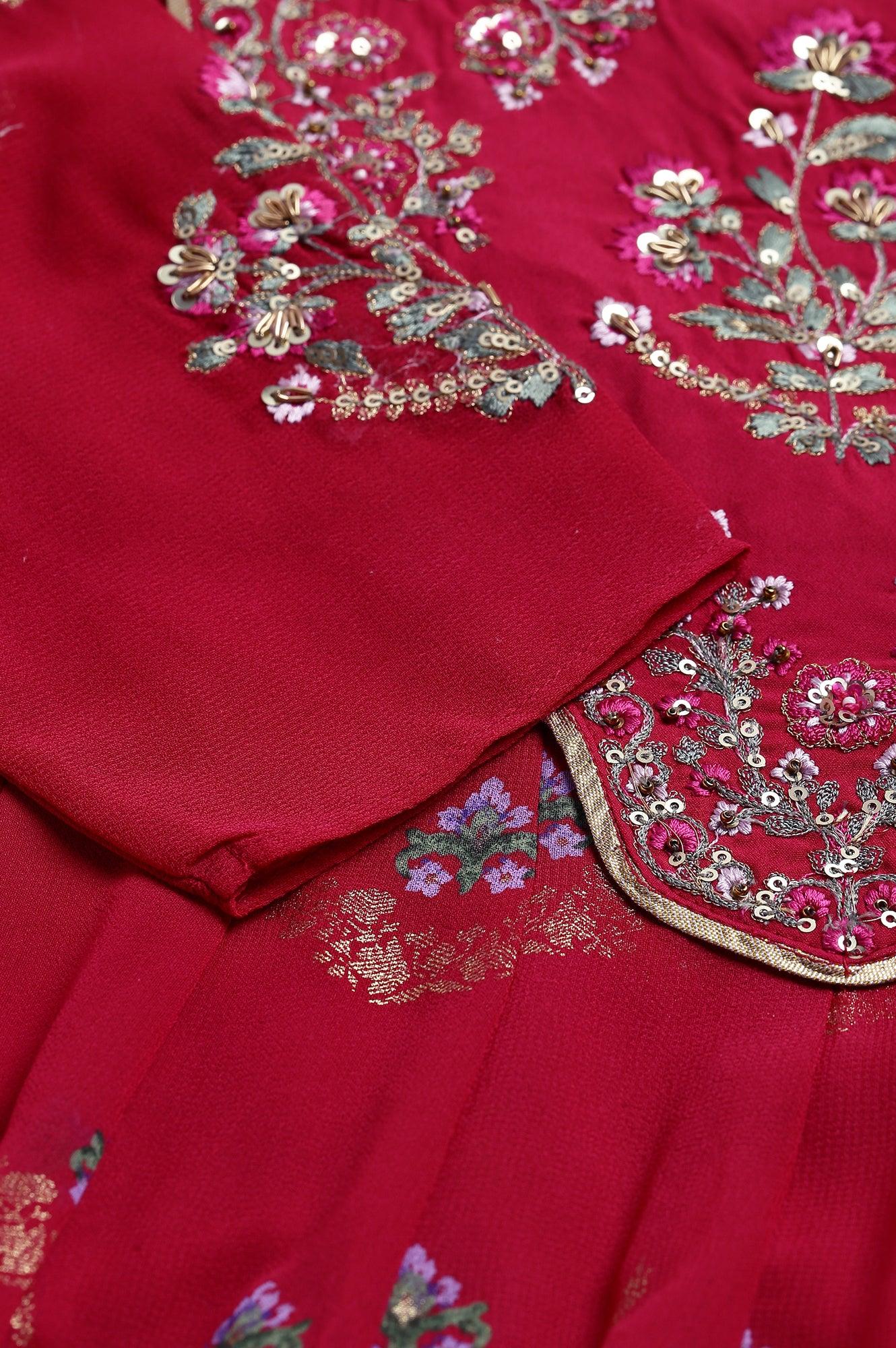 pink dress embroidery designs Baby Pink Floral Embroidered Design Net Gown with Ruffle Dupatta