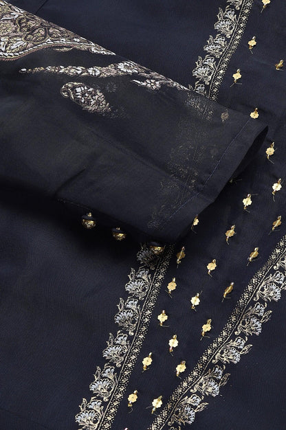 Navy Blue Organza Layered Dress - wforwoman