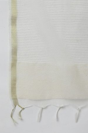 Ecru Stripe Weave Jacquard Dupatta