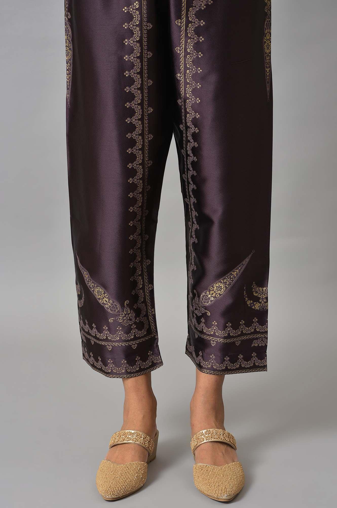 Light Purple Embroidered kurta, Pants &amp; Chiffon Dupatta - wforwoman