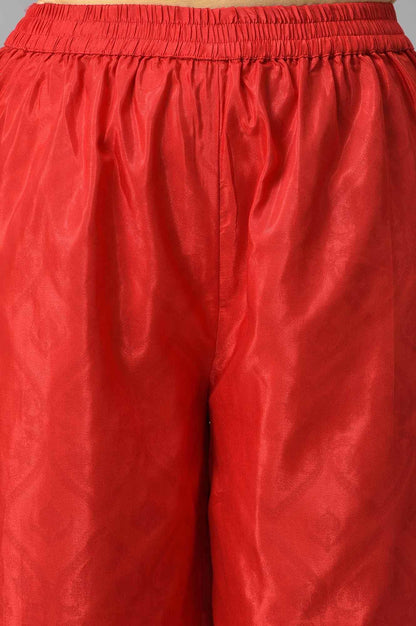 Purple Japanese Satin Short kurta With Red Parallel Pants And Dupatta - wforwoman