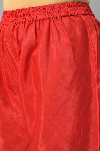 Purple Japanese Satin Short kurta With Red Parallel Pants And Dupatta - wforwoman