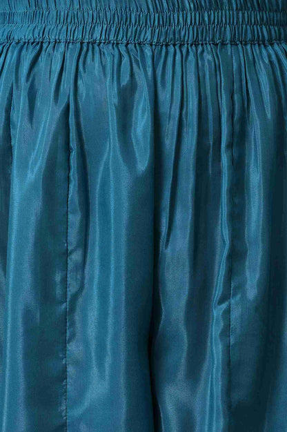 Olive Green Embroidered kurta With Teal Flared Pants And Dupatta - wforwoman