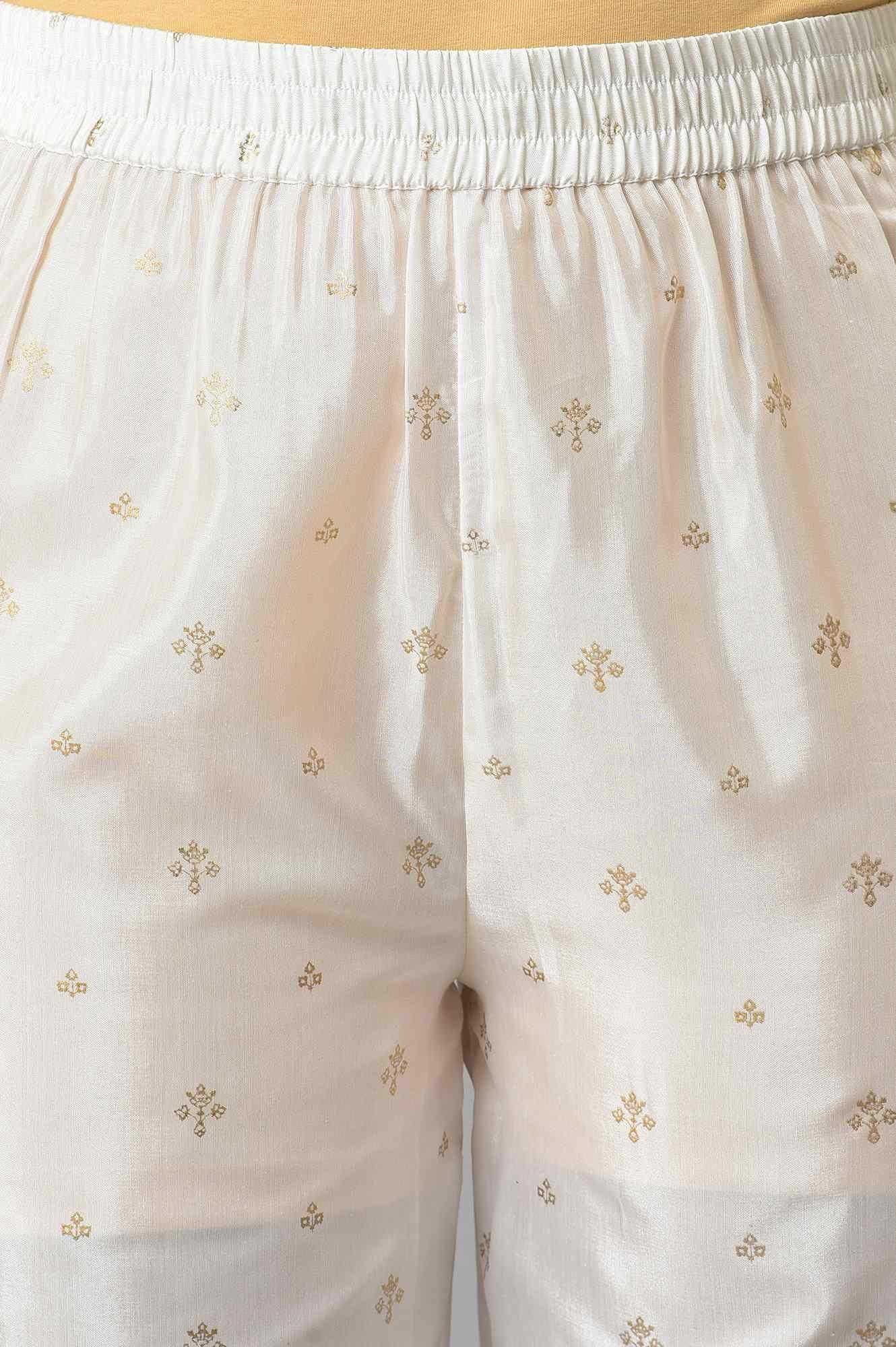 Ecru Paisley Print kurta With Straight Pants And Dupatta - wforwoman