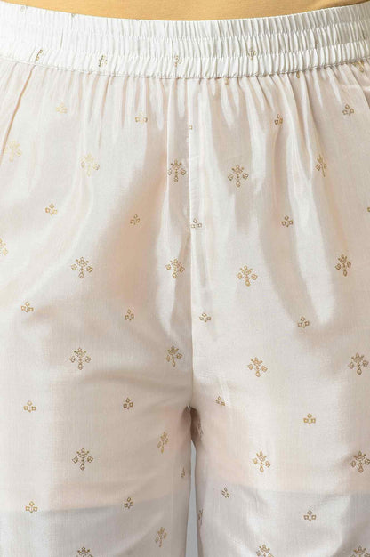 Ecru Paisley Print kurta With Straight Pants And Dupatta - wforwoman