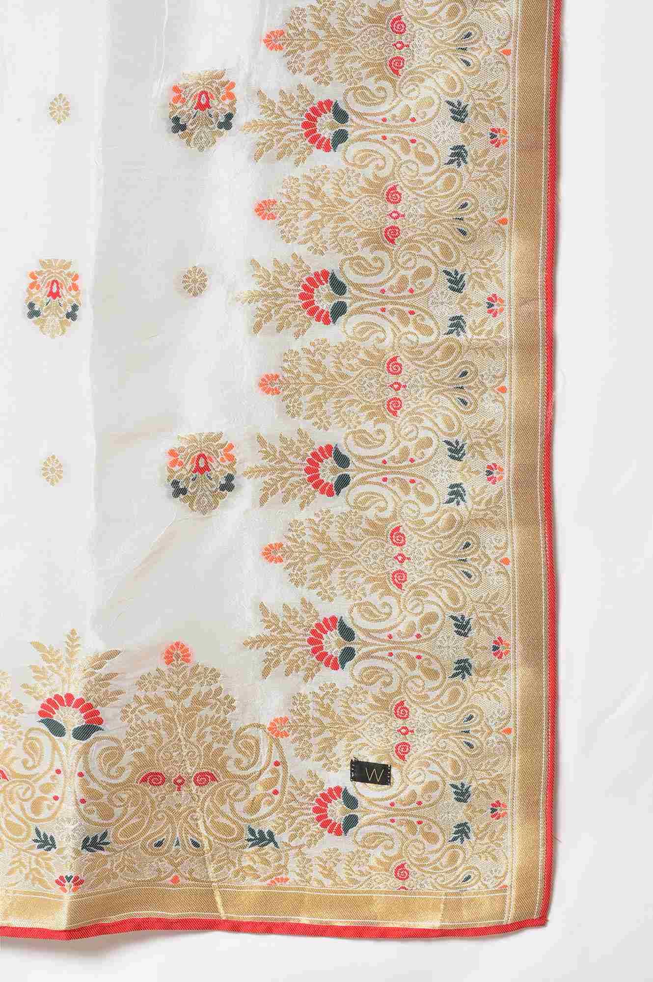 Ecru Paisley Print kurta With Straight Pants And Dupatta - wforwoman