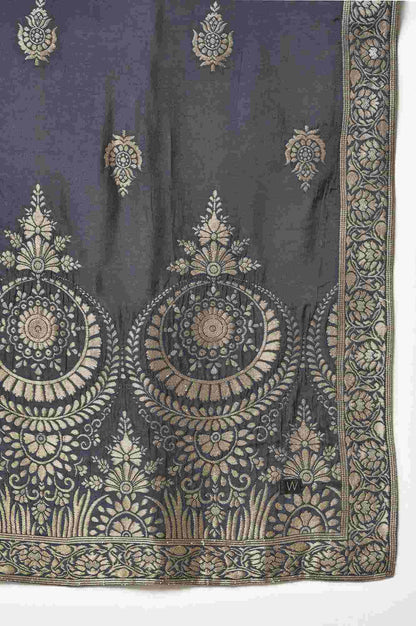 Red Embroidered kurta With Blue Salwar Pants And Dupatta - wforwoman