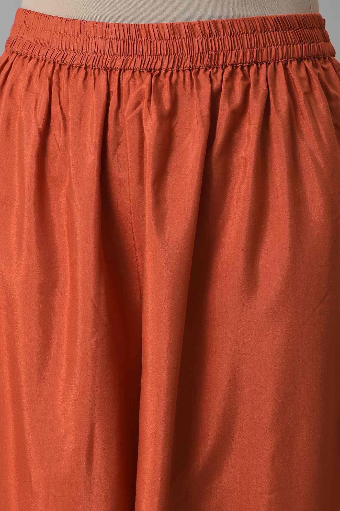 Purple Floral Print kurta With Orange Parallel Pants And Dupatta - wforwoman