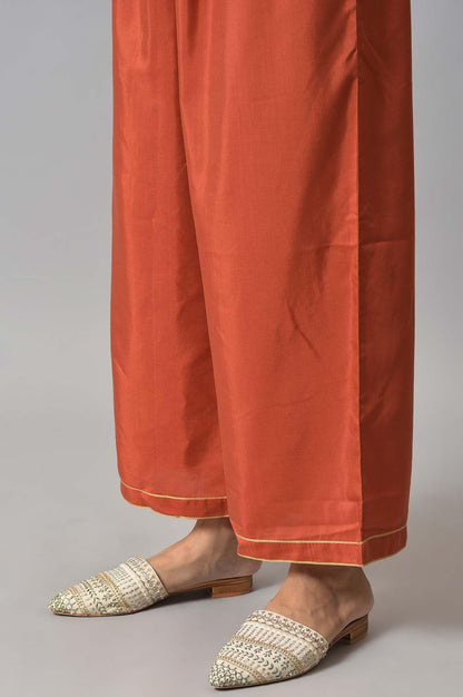 Purple Floral Print kurta With Orange Parallel Pants And Dupatta - wforwoman