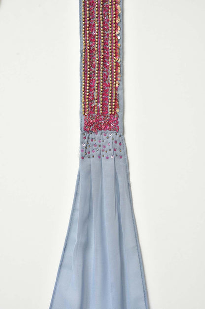 Light Blue Anarkali kurta With Pants And Predrape - wforwoman
