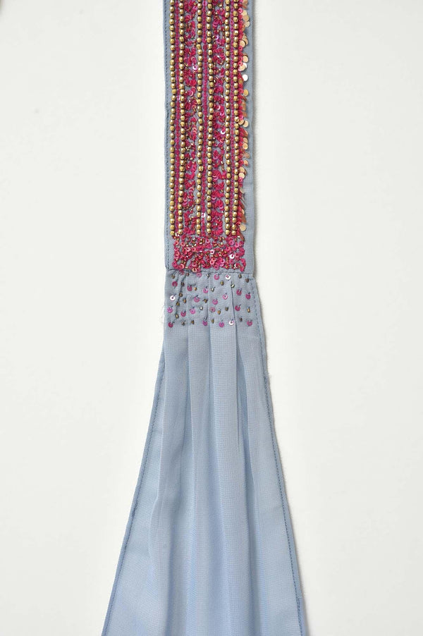 Light Blue Anarkali kurta With Pants And Predrape