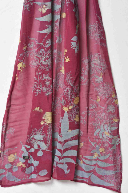 Purple French Crepe Long Dress With Dupatta - wforwoman