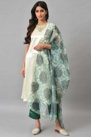 Ecru Sleeveless Ethnic kurta Set - XS